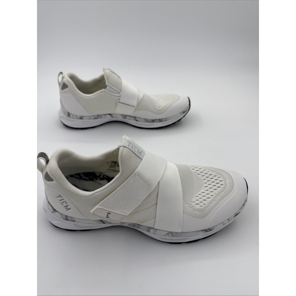 TIEM Slipstream Indoor Cycling Shoes Womens 11 White Marble Cleats Spin Gym - Picture 2 of 6